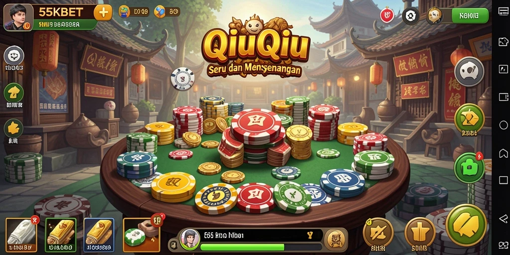 Tampilan gameplay QiuQiu yang seru di 55KBET.