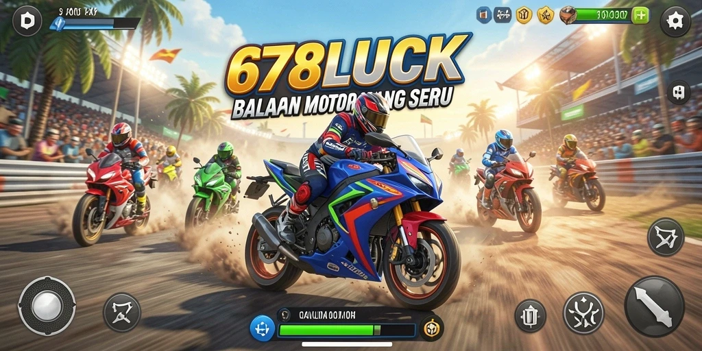 Tampilan gameplay seru dalam balapan motor 678LUCK.