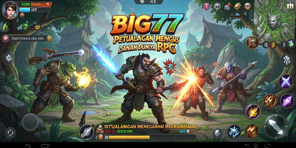 Screenshot yang menampilkan momen pertarungan epic dalam BIG77.