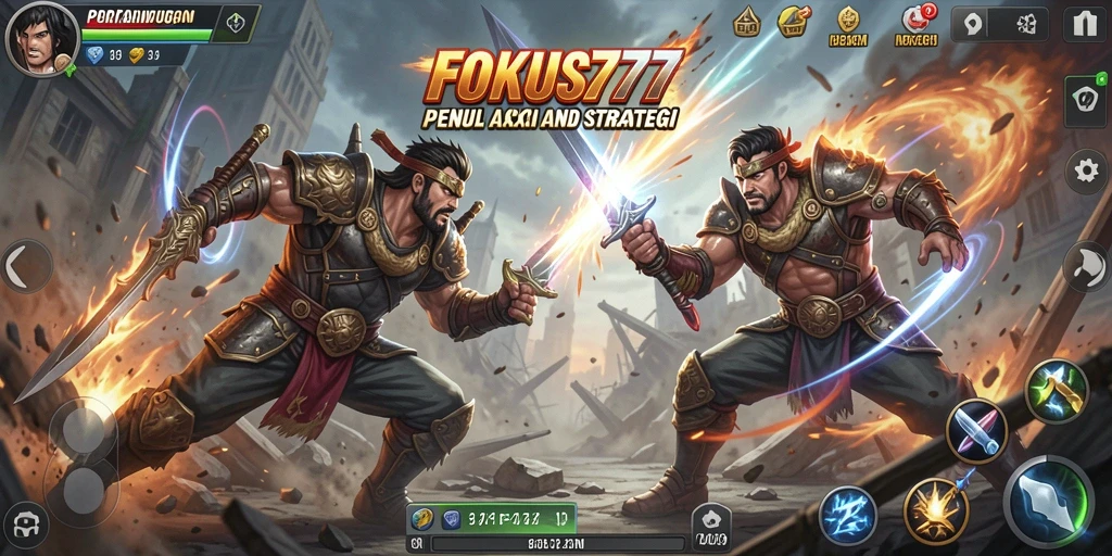 Screenshot utama FOKUS777 menunjukkan aksi pertarungan yang mendebarkan.