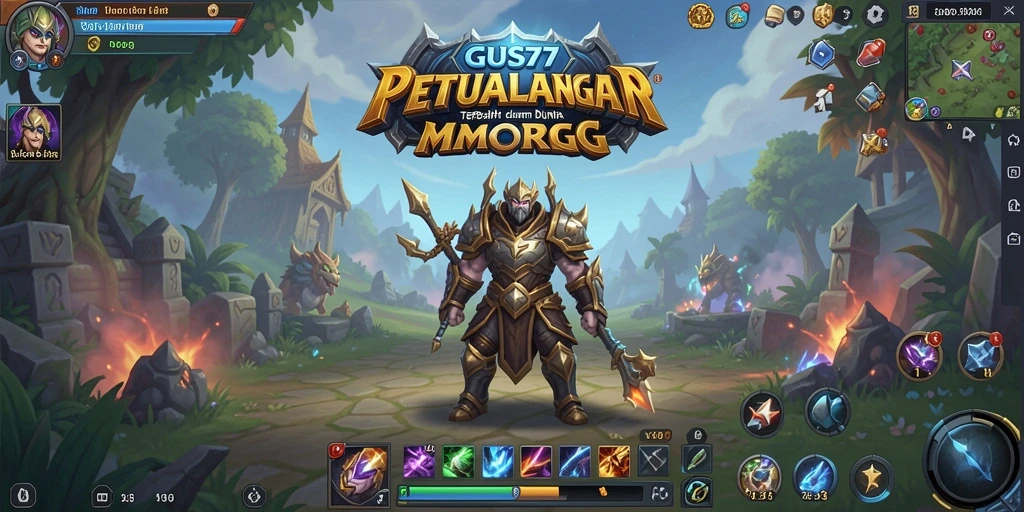 Tampilan gameplay GUS77 menampilkan pertempuran seru di dunia fantasi.