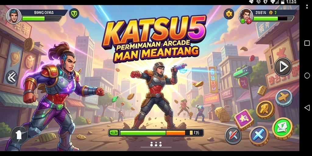 Screenshot utama KATSU5 menampilkan aksi seru dalam gameplay Arcade.