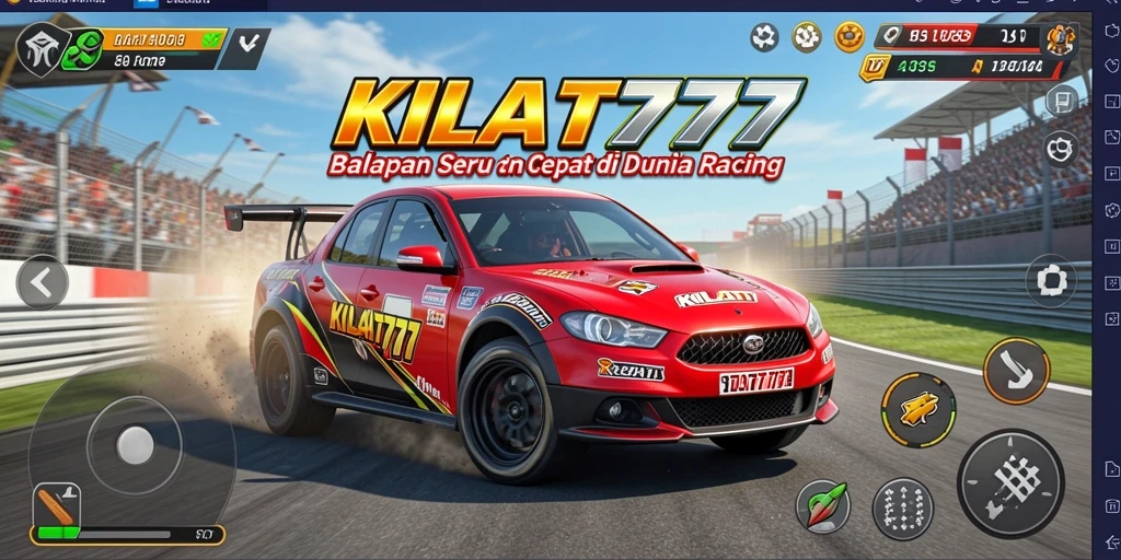 Screenshot gameplay KILAT777 menampilkan balapan seru dan mobil cepat.