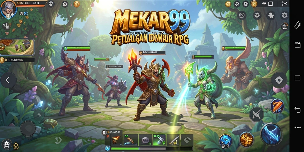 Screenshot MEKAR99 menampilkan aksi pertarungan seru dalam dunia RPG.