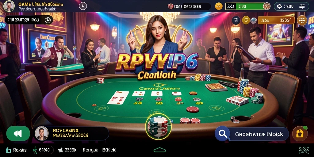 Screenshot gameplay RPVIP6 menampilkan dealer langsung dan suasana kasino yang nyata.