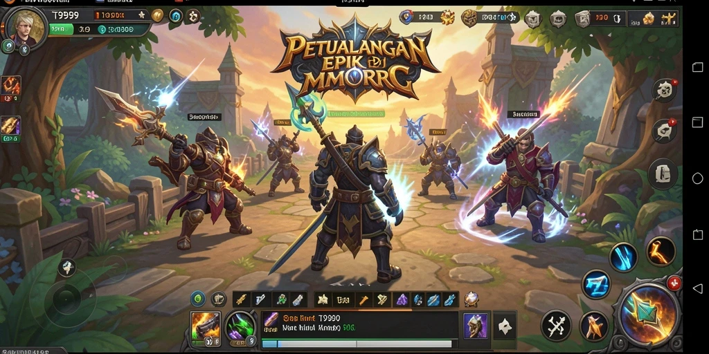 Screenshot gameplay T9999 yang menunjukkan aksi seru dalam pertempuran MMORPG.